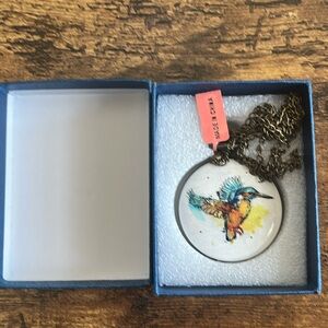 STRADA pocket watch on chain necklace - Hummingbird